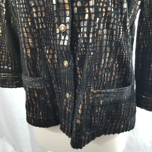 JM COLLECTION Textured Black Gold Copper Jacket - Picture 9 of 12